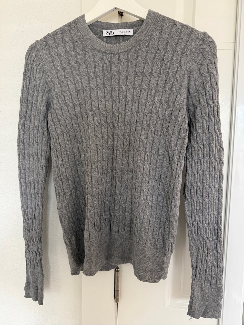 Zara Gray Cable-Knit Sweater